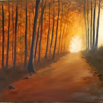 Painting titled "Foret automne" by Ksd, Original Artwork, Oil