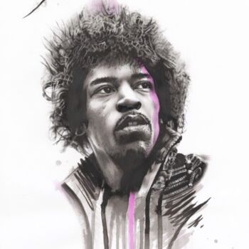Pittura intitolato "Jimi Hendrix" da Phil Smith, Opera d'arte originale, Inchiostro