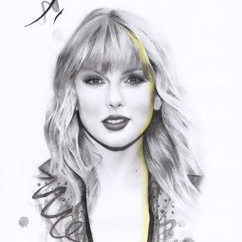 Painting titled "Taylor Swift" by Phil Smith, Original Artwork, Ink