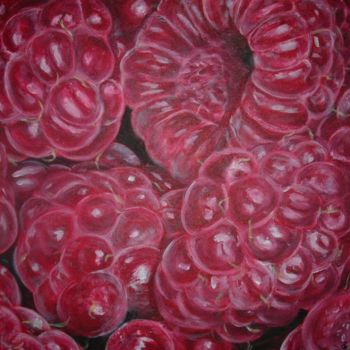 Painting titled "Framboises" by Philippe Greffard, Original Artwork, Oil