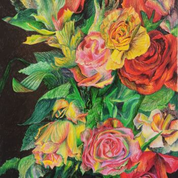 Drawing titled "Flower power" by Philip Marchal, Original Artwork, Pencil