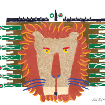 Collages intitulée "Le lion" par Philip Oldfield, Œuvre d'art originale, Collages