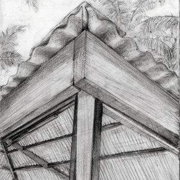 Drawing titled "Plage pavillon - dé…" by Philipp Pahin, Original Artwork, Graphite