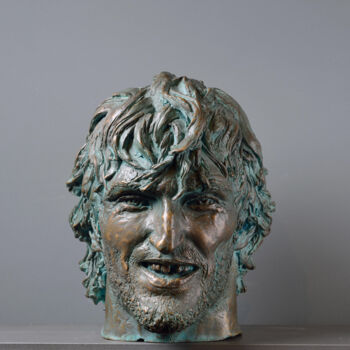 Sculpture titled "Head of Warrior 13…" by Philipp Rukavishnikov, Original Artwork, Bronze