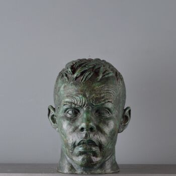 Sculpture intitulée "Head of Warrior 16…" par Philipp Rukavishnikov, Œuvre d'art originale, Bronze