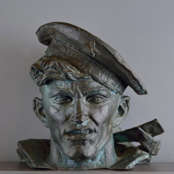 Sculpture intitulée "Head of Warrior 19…" par Philipp Rukavishnikov, Œuvre d'art originale, Bronze