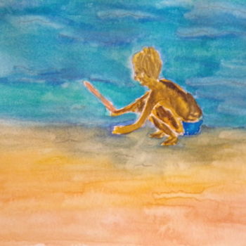 Peinture intitulée "Etude petit garçon" par Philippe Reclus, Œuvre d'art originale, Aquarelle