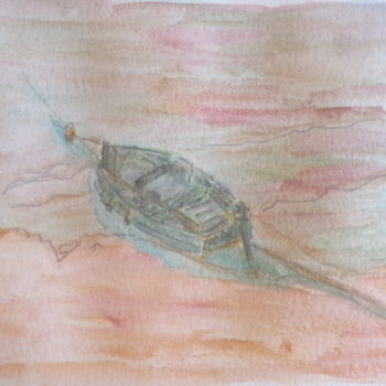 Peinture intitulée "Etude de barque" par Philippe Reclus, Œuvre d'art originale, Aquarelle