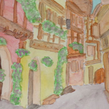 Peinture intitulée "Etude rue de villag…" par Philippe Reclus, Œuvre d'art originale, Aquarelle