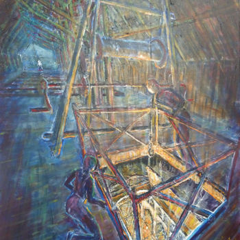 Malerei mit dem Titel "à travers la trappe" von Philippe Lasselin, Original-Kunstwerk, Acryl