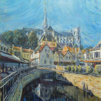 Painting titled "Amiens, place du Do…" by Philippe Lasselin, Original Artwork, Acrylic