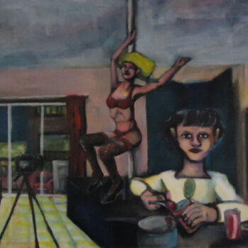 Картина под названием "pole danceuse en li…" - Philippe Aguasca, Подлинное произведение искусства, Акрил Установлен на Дерев…