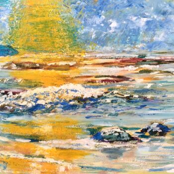 Картина под названием "Coucher de soleil s…" - Philippe Allier, Подлинное произведение искусства, Масло