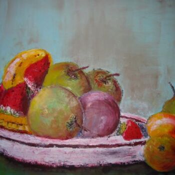 Painting titled "Nature-morte fruits" by Philippe Allier, Original Artwork, Pastel