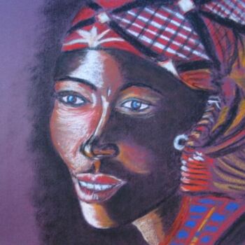 Dessin intitulée "Regard d'Afrique." par Philippe Allier, Œuvre d'art originale