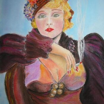 Disegno intitolato "La femme à la cigar…" da Philippe Allier, Opera d'arte originale