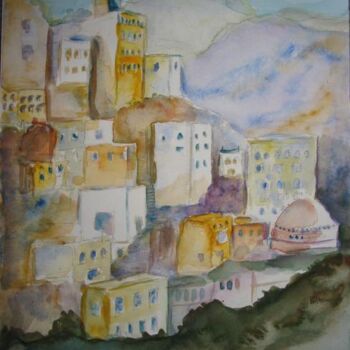 Painting titled "Village en montagne." by Philippe Allier, Original Artwork