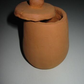 Sculpture intitulée "Petit pot avec couv…" par Philippe Allier, Œuvre d'art originale, Terre cuite