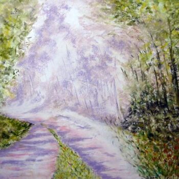 Dessin intitulée "Chemin en sous-bois." par Philippe Allier, Œuvre d'art originale