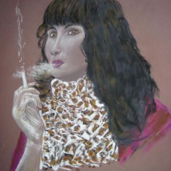 Drawing titled "La femme à la cigar…" by Philippe Allier, Original Artwork