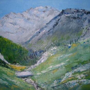 Painting titled "En montagne" by Philippe Allier, Original Artwork, Oil