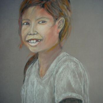 Drawing titled "La Petite Cambodgie…" by Philippe Allier, Original Artwork, Pastel