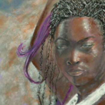 Drawing titled "Regard d' Afrique" by Philippe Allier, Original Artwork, Pastel