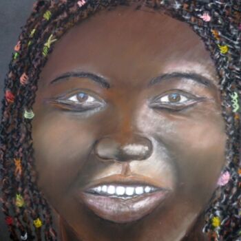 Dessin intitulée "Regard d' Afrique." par Philippe Allier, Œuvre d'art originale, Pastel