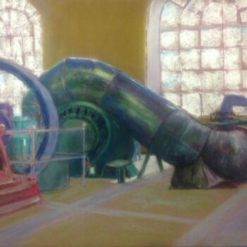 Dessin intitulée "Salle des turbines…" par Philippe Allier, Œuvre d'art originale, Pastel