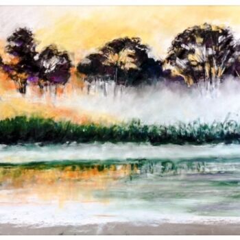 Tekening getiteld "Paysage brumeux" door Philippe Allier, Origineel Kunstwerk, Pastel