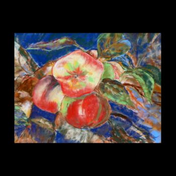 Disegno intitolato "Les pommes." da Philippe Allier, Opera d'arte originale, Pastello