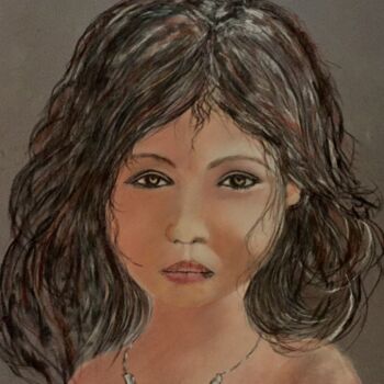 Tekening getiteld "La petite fille." door Philippe Allier, Origineel Kunstwerk, Pastel