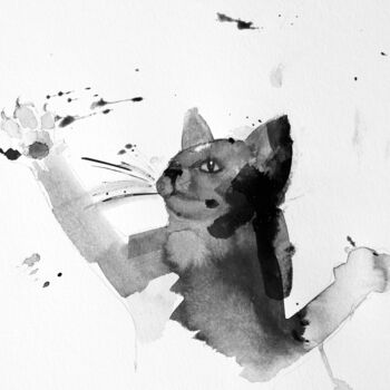 Drawing titled "alliet-chat-007.jpg" by Philippe Alliet, Original Artwork, Ink