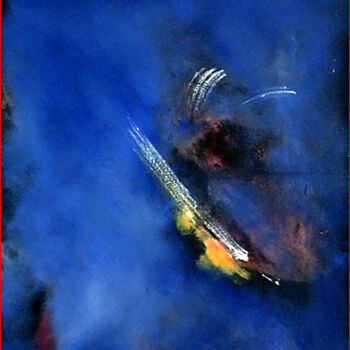 Schilderij getiteld "Abstraction bleue 0…" door Philippe Alliet, Origineel Kunstwerk, Olie