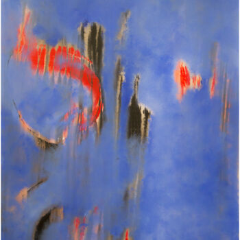 Картина под названием "Abstraction bleue 0…" - Philippe Alliet, Подлинное произведение искусства, Масло