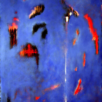 Malerei mit dem Titel "Météorites bleues" von Philippe Alliet, Original-Kunstwerk, Öl