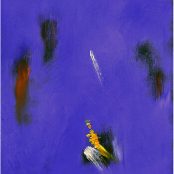 Schilderij getiteld "Abstraction bleue 0…" door Philippe Alliet, Origineel Kunstwerk, Olie