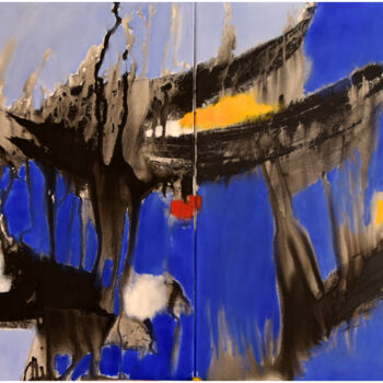 Картина под названием "Diptyque bleu" - Philippe Alliet, Подлинное произведение искусства, Масло