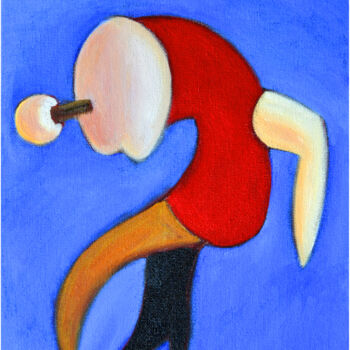 Картина под названием "La robe rouge" - Philippe Alliet, Подлинное произведение искусства, Масло