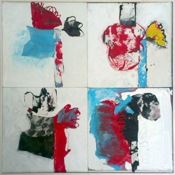 Painting titled "Arlequin (4 canvas)" by Philippe Allioux, Original Artwork, Oil