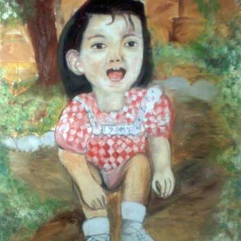 Peinture intitulée "virginie enfant" par Philippe Bayle (chatinspire), Œuvre d'art originale, Autre