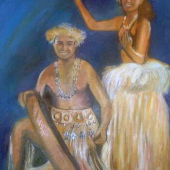 Painting titled "maoris souriants" by Philippe Bayle (chatinspire), Original Artwork, Other