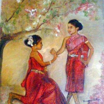 Pintura intitulada "danseuses d'asie" por Philippe Bayle (chatinspire), Obras de arte originais, Outro