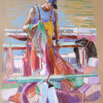 Pintura intitulada "" Ajaccio pêcheur a…" por Philippe Brobeck, Obras de arte originais, Outro