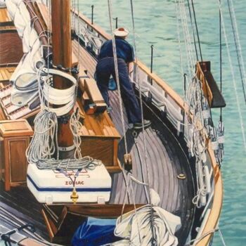 Peinture intitulée "voilier la Grande H…" par Philippe Brobeck, Œuvre d'art originale, Huile