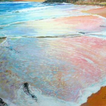 Peinture intitulée "la vague rose" par Philippe Brobeck, Œuvre d'art originale, Gouache