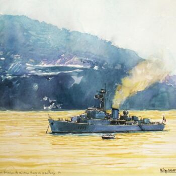 Painting titled "aviso escorteur EV…" by Philippe Brobeck, Original Artwork, Watercolor