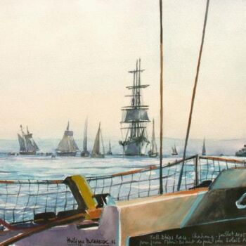 Painting titled ""tall ship race Che…" by Philippe Brobeck, Original Artwork, Watercolor