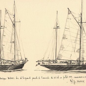Painting titled ""ketch aurique Pola…" by Philippe Brobeck, Original Artwork, Other