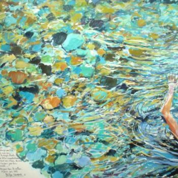 Peinture intitulée ""le long, plongeur…" par Philippe Brobeck, Œuvre d'art originale, Gouache